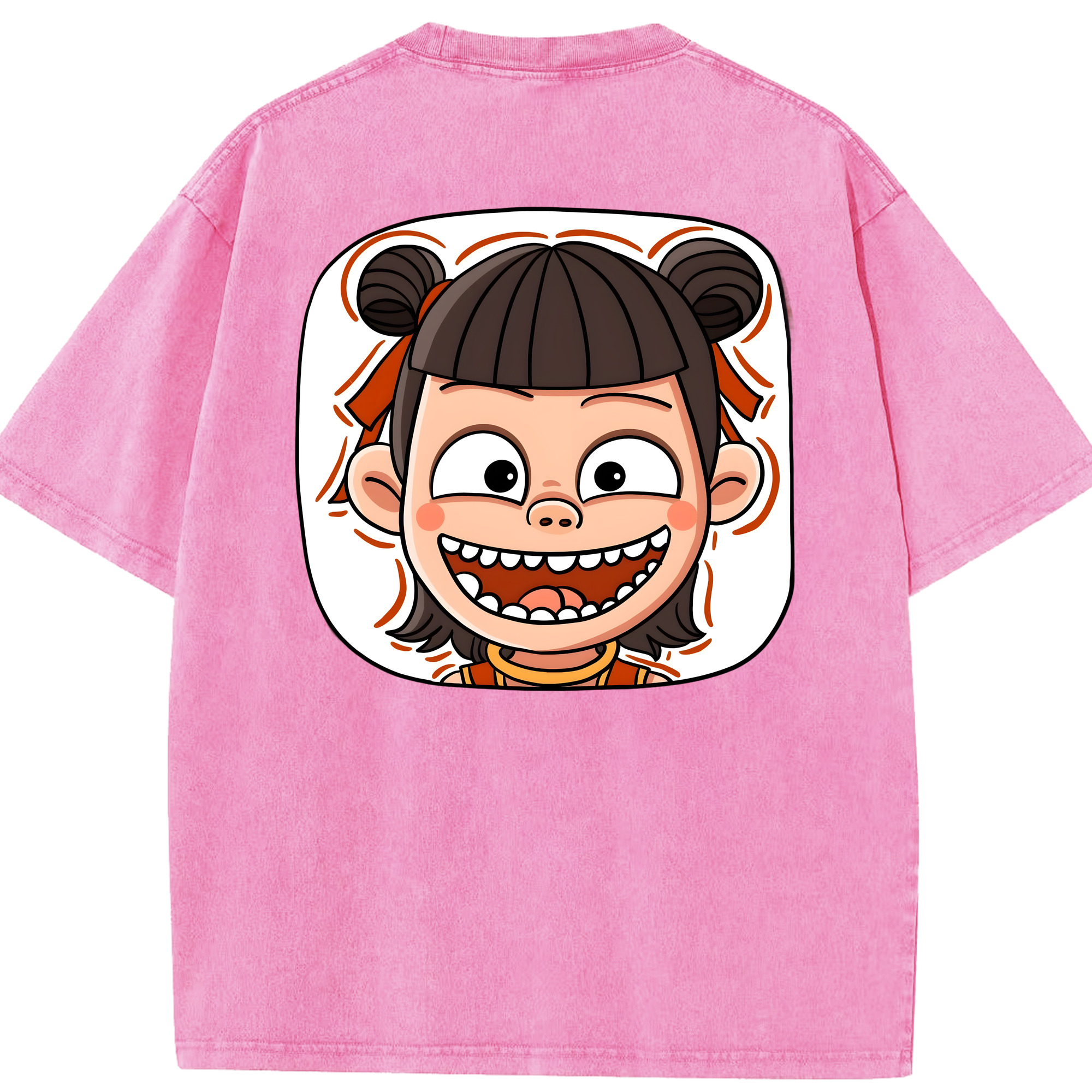 （画像用） Ne Zha 2 ナタ 魔童の大暴れ 綿100% ヴィンテージ風 半袖Tシャツ（背面プリント）
